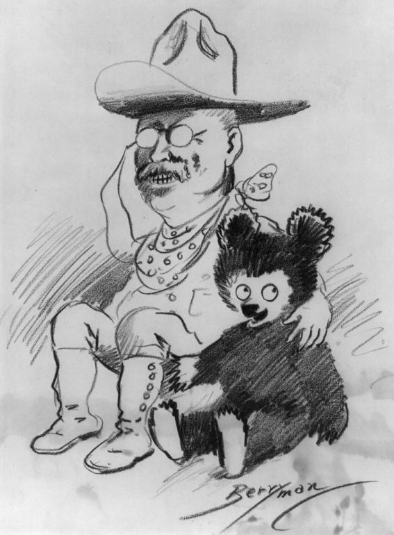 Teddy Roosevelt with bear cub