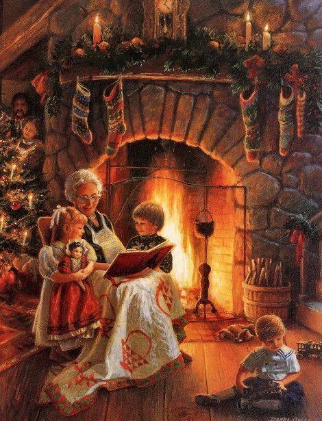 christmas-grandmother-with-children-by-the-fireside